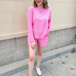 Blushing Ease Long Sleeve Lounge Set - The Pink Pineapple 850