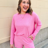 Blushing Ease Long Sleeve Lounge Set - The Pink Pineapple 850