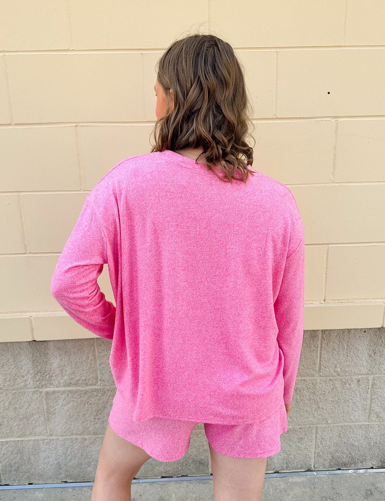 Blushing Ease Long Sleeve Lounge Set - The Pink Pineapple 850