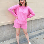 Blushing Ease Long Sleeve Lounge Set - The Pink Pineapple 850