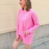 Blushing Ease Long Sleeve Lounge Set - The Pink Pineapple 850