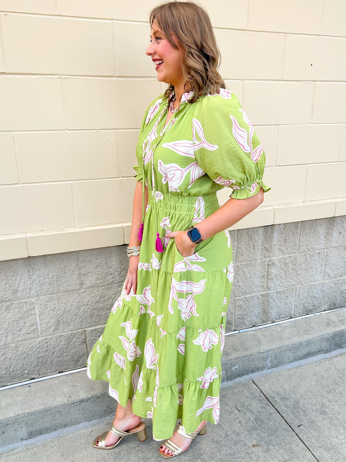 Blushing Meadow Cinch Dress - The Pink Pineapple 850