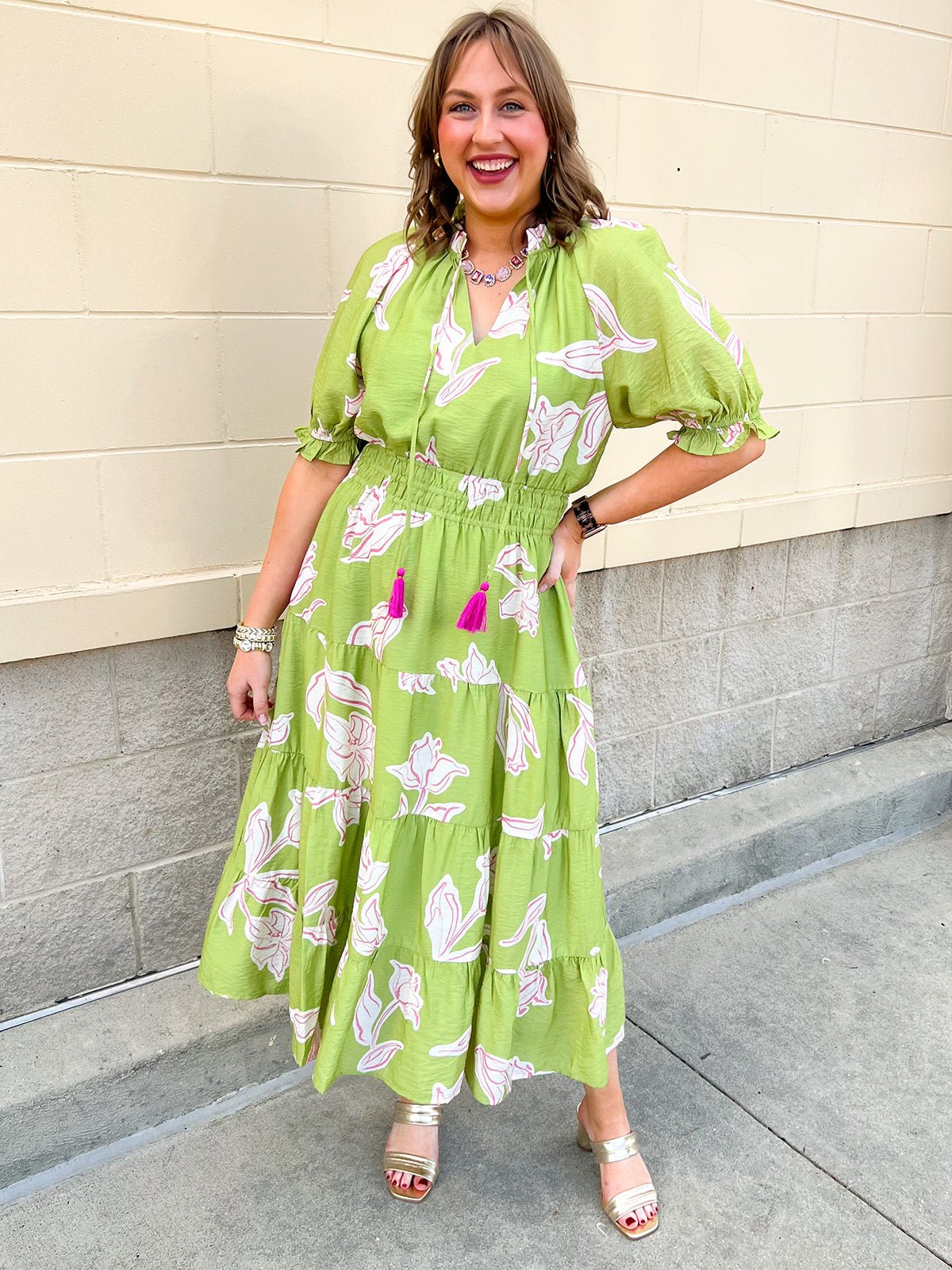 Blushing Meadow Cinch Dress - The Pink Pineapple 850