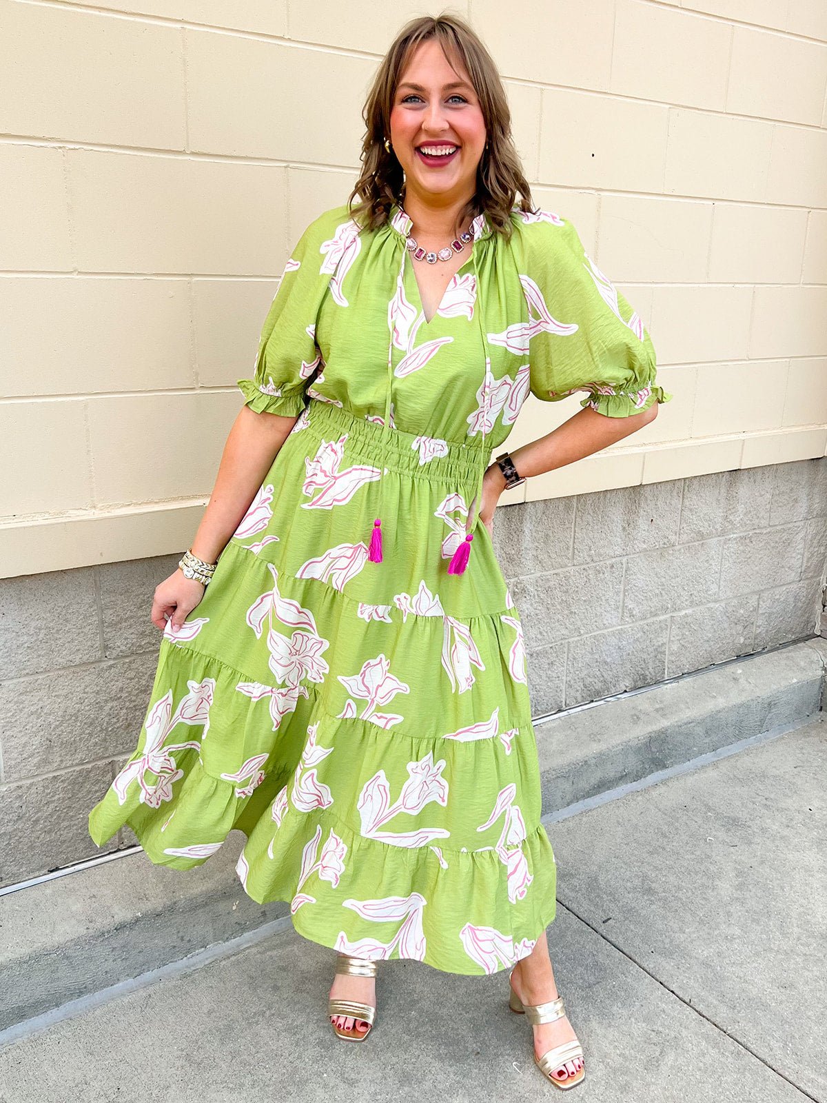 Blushing Meadow Cinch Dress - The Pink Pineapple 850