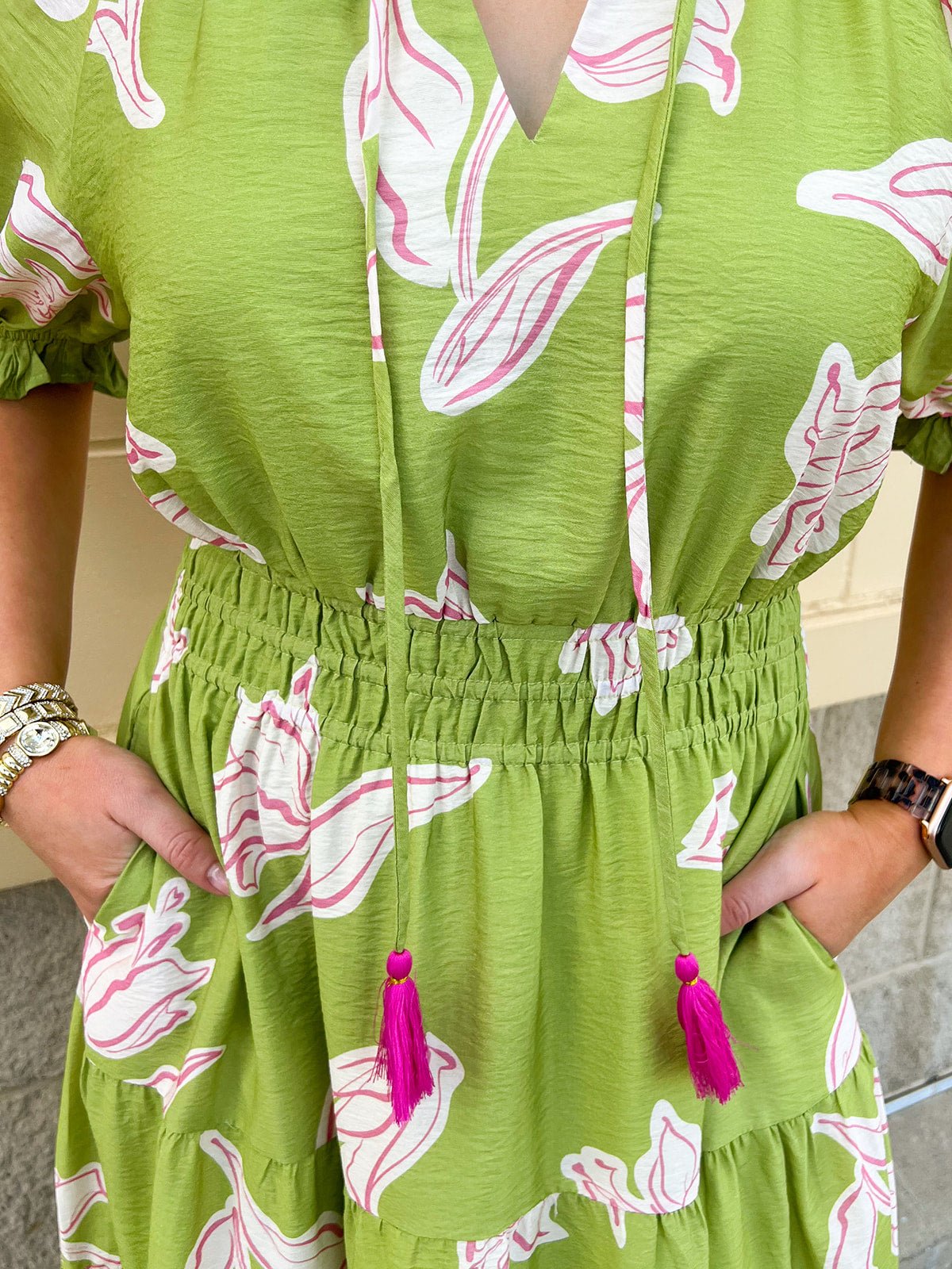 Blushing Meadow Cinch Dress - The Pink Pineapple 850