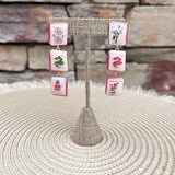 Blushing Tiles Linked Mahjong Earrings - The Pink Pineapple 850