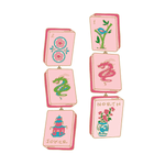 Blushing Tiles Linked Mahjong Earrings - The Pink Pineapple 850