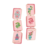 Blushing Tiles Linked Mahjong Earrings - The Pink Pineapple 850