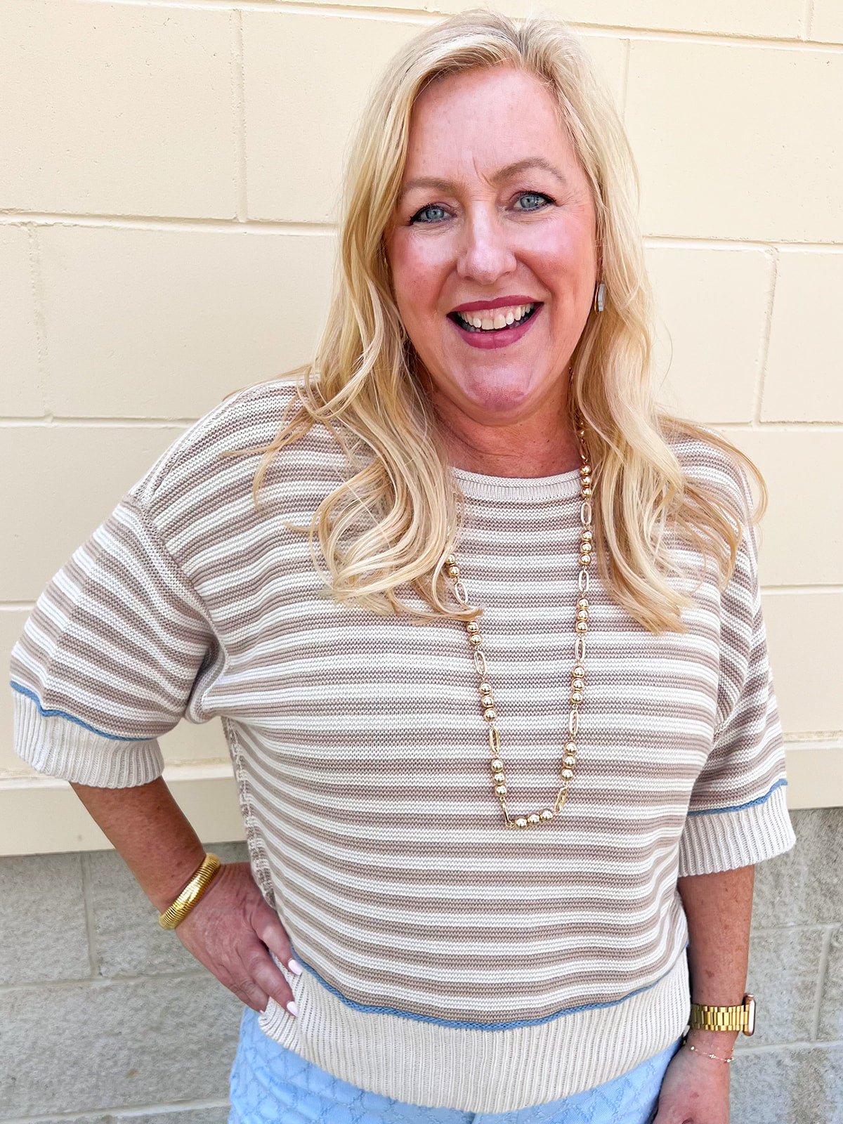Boardwalk Breeze Stripe Sweater - The Pink Pineapple 850