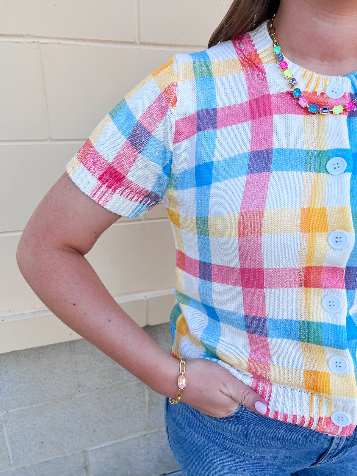 Boardwalk Pastel Button Down Sweater - The Pink Pineapple 850
