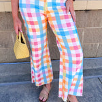 Boardwalk Pastel Plaid Wide Leg Jeans - The Pink Pineapple 850