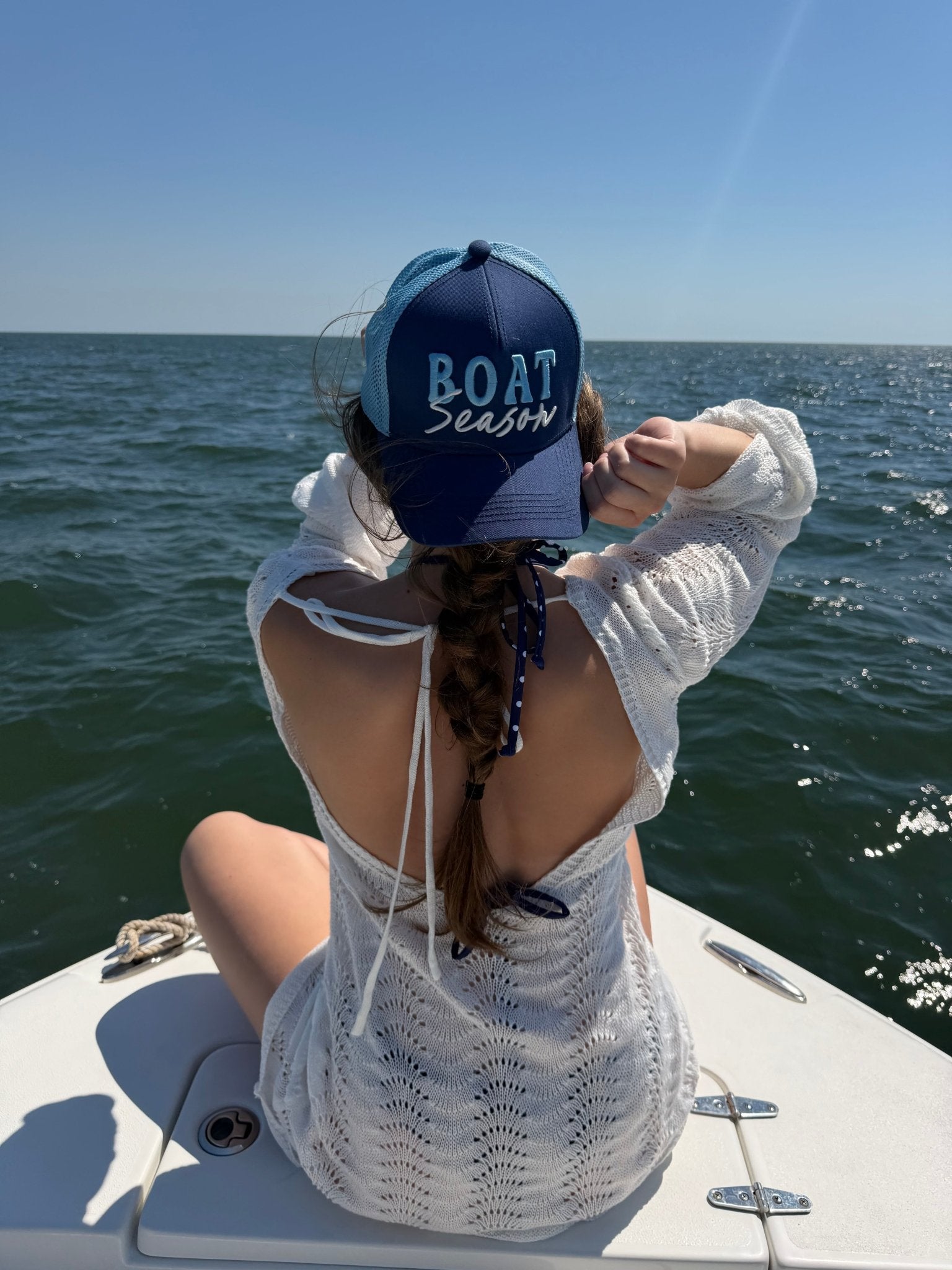 Boat Season Trucker Hat in Navy - The Pink Pineapple 850