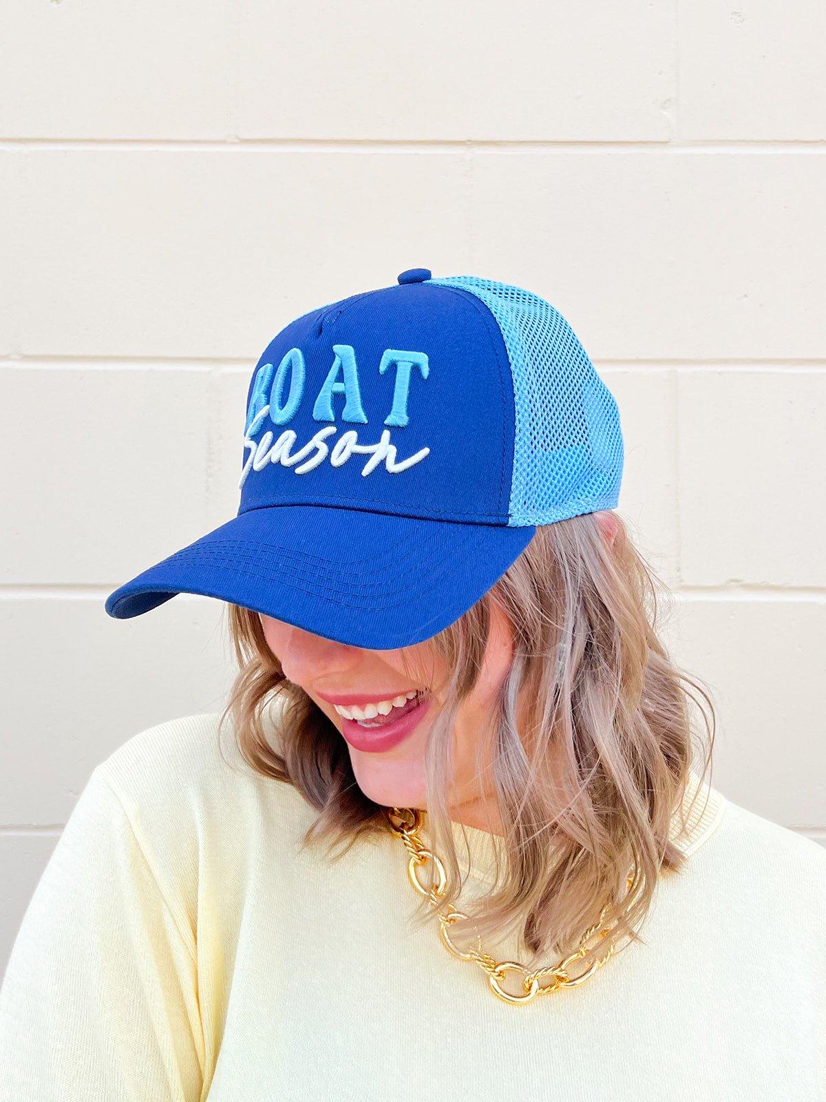 Boat Season Trucker Hat in Navy - The Pink Pineapple 850
