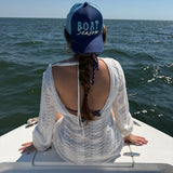 Boat Season Trucker Hat in Navy - The Pink Pineapple 850