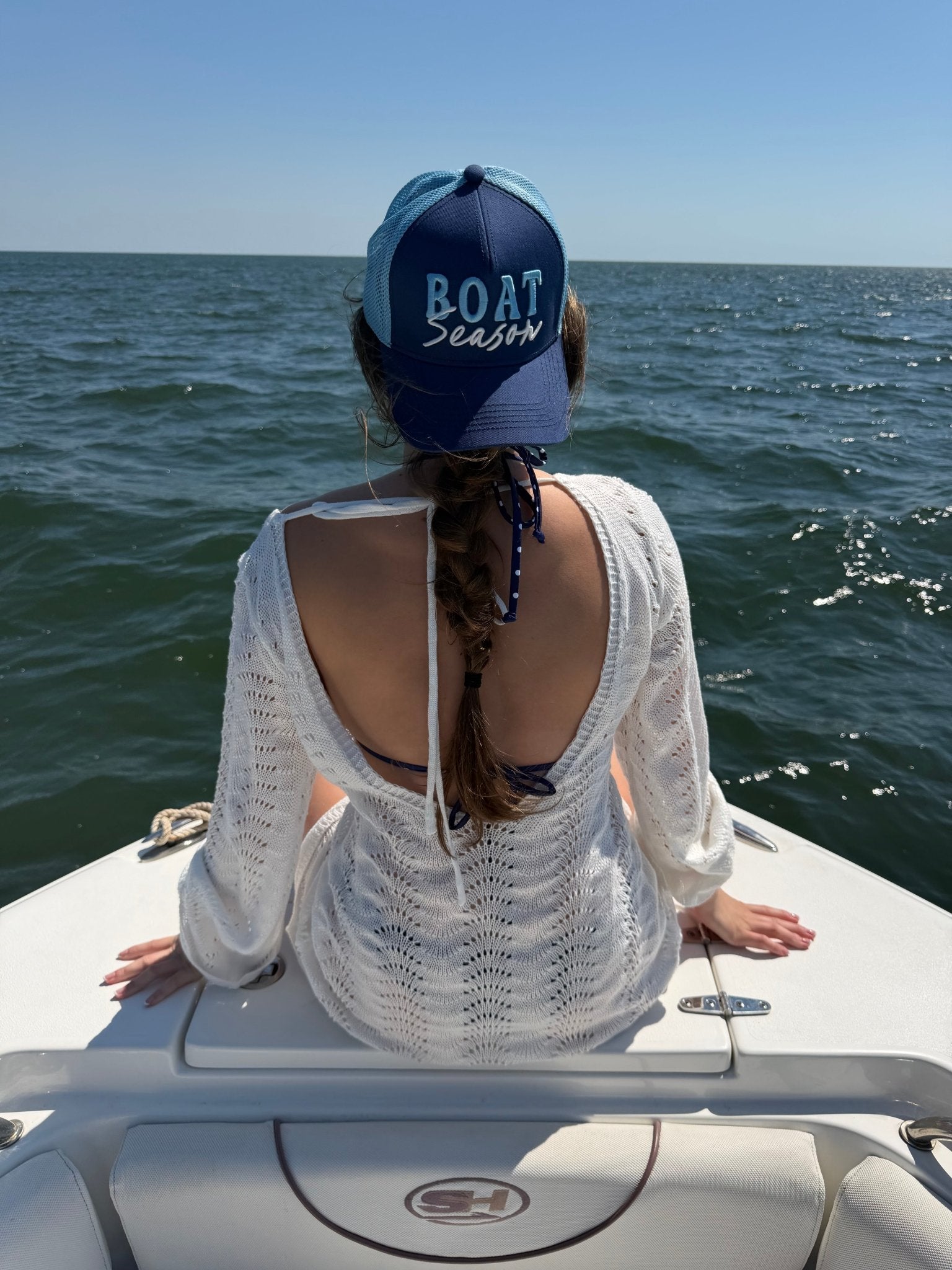 Boat Season Trucker Hat in Navy - The Pink Pineapple 850