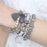 Boho Charm Tassel Bracelet Gray - The Pink Pineapple 850