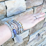 Boho Charm Tassel Bracelet Gray - The Pink Pineapple 850