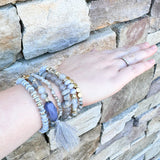 Boho Charm Tassel Bracelet Gray - The Pink Pineapple 850