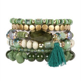 Boho Charm Tassel Bracelet Green - The Pink Pineapple 850