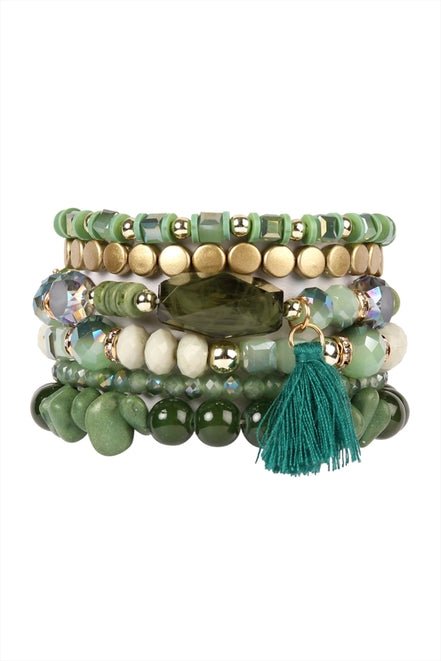 Boho Charm Tassel Bracelet Green - The Pink Pineapple 850