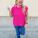 Bold Heart Drop Shoulder Knit Sweater in Hot Pink - The Pink Pineapple 850