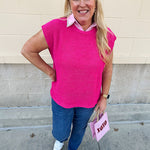 Bold Heart Drop Shoulder Knit Sweater in Hot Pink - The Pink Pineapple 850
