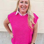 Bold Heart Drop Shoulder Knit Sweater in Hot Pink - The Pink Pineapple 850