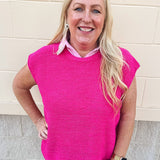 Bold Heart Drop Shoulder Knit Sweater in Hot Pink - The Pink Pineapple 850