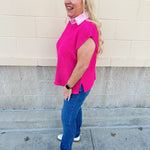 Bold Heart Drop Shoulder Knit Sweater in Hot Pink - The Pink Pineapple 850