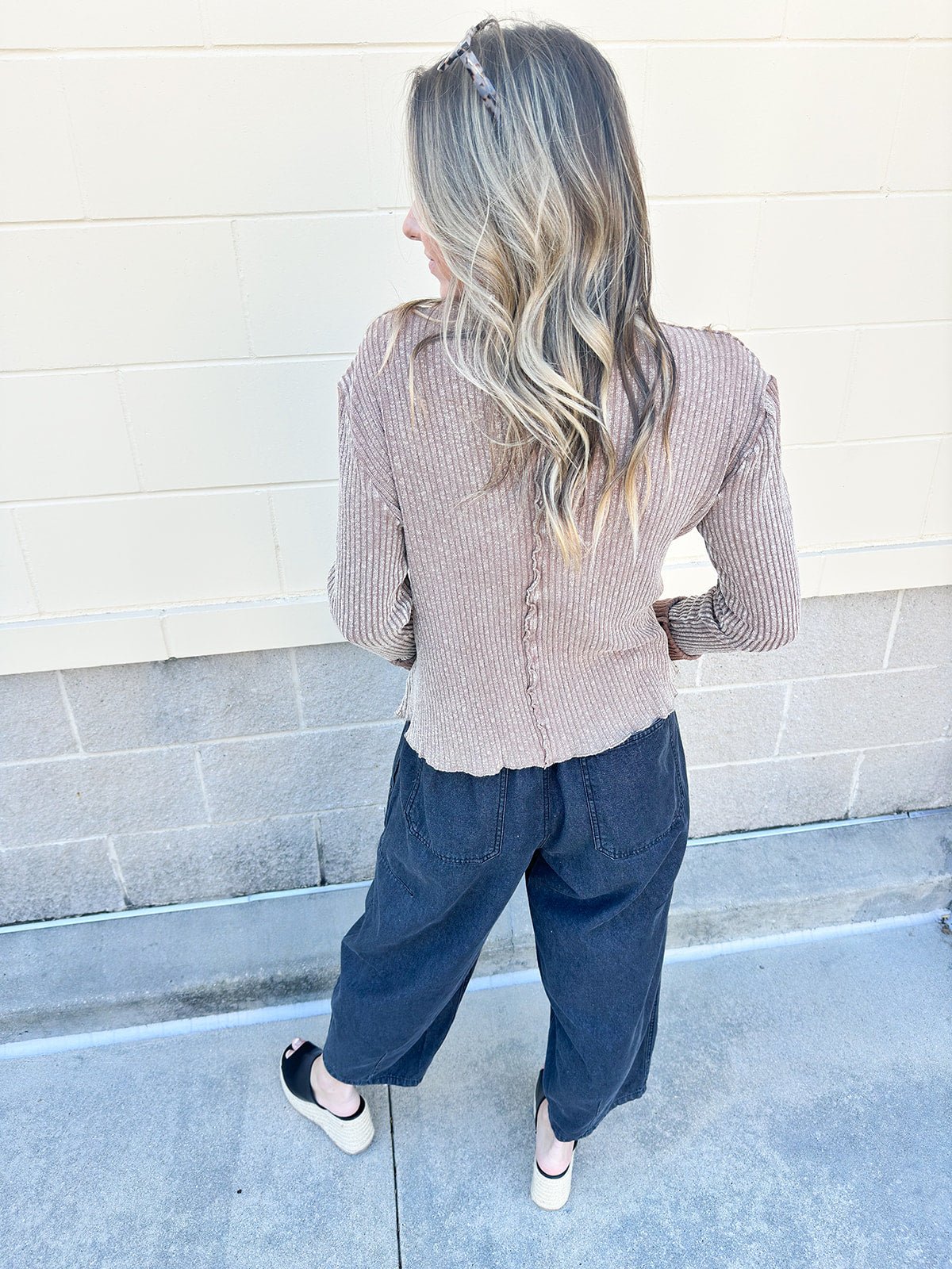 Bonfire Ready Rib Knit Top in Mocha - The Pink Pineapple 850