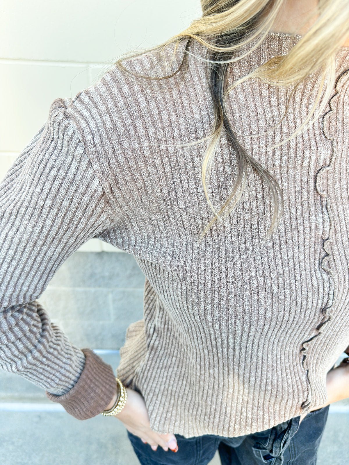 Bonfire Ready Rib Knit Top in Mocha - The Pink Pineapple 850