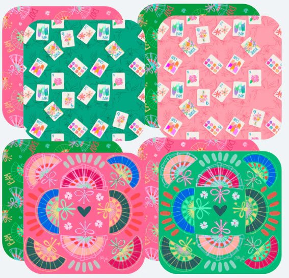 Bonjour Mahjong Coaster Set - The Pink Pineapple 850