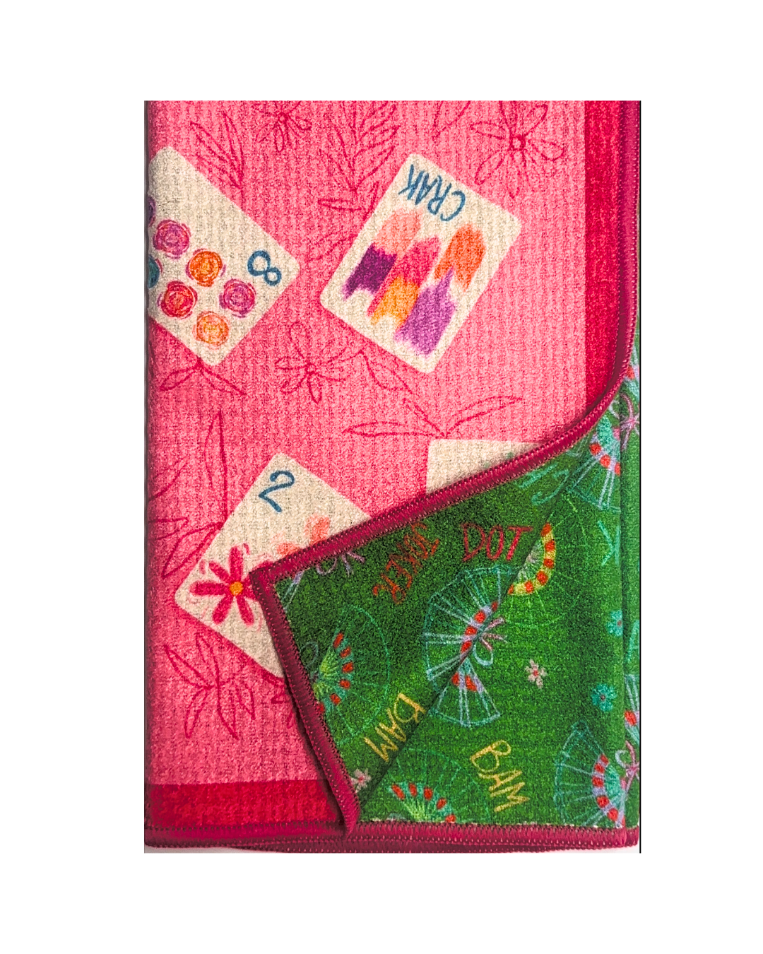 Bonjour Mahjong Reversible Tea Towel - The Pink Pineapple 850