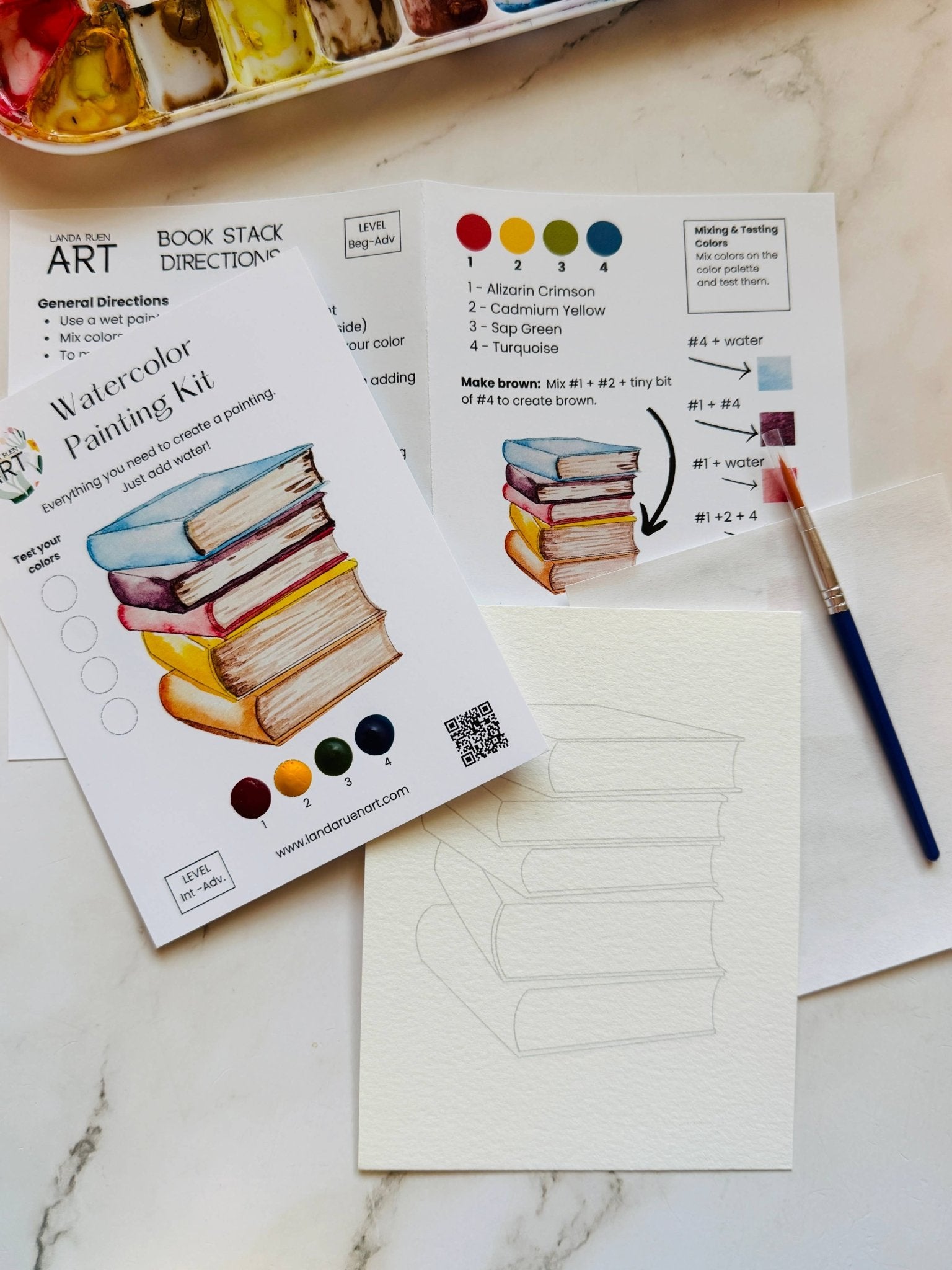 Book Stack Watercolor Kit - The Pink Pineapple 850