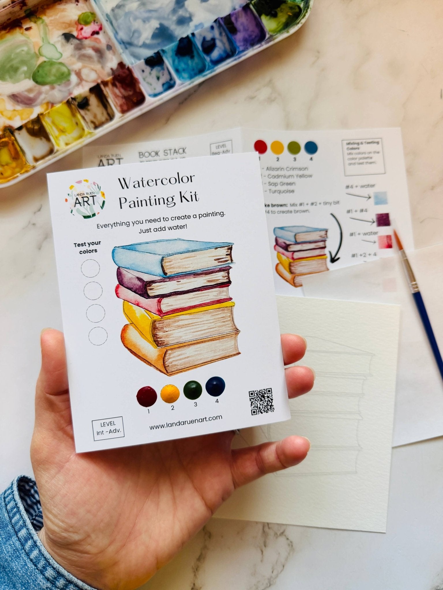 Book Stack Watercolor Kit - The Pink Pineapple 850