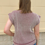 Bordeaux Stripe Sweater Vest - The Pink Pineapple 850