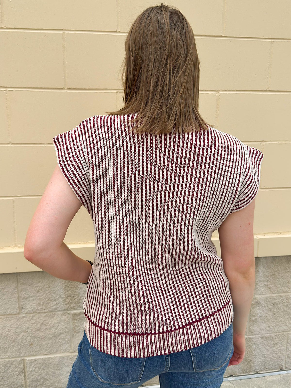 Bordeaux Stripe Sweater Vest - The Pink Pineapple 850