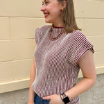 Bordeaux Stripe Sweater Vest - The Pink Pineapple 850