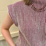 Bordeaux Stripe Sweater Vest - The Pink Pineapple 850