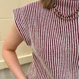 Bordeaux Stripe Sweater Vest - The Pink Pineapple 850