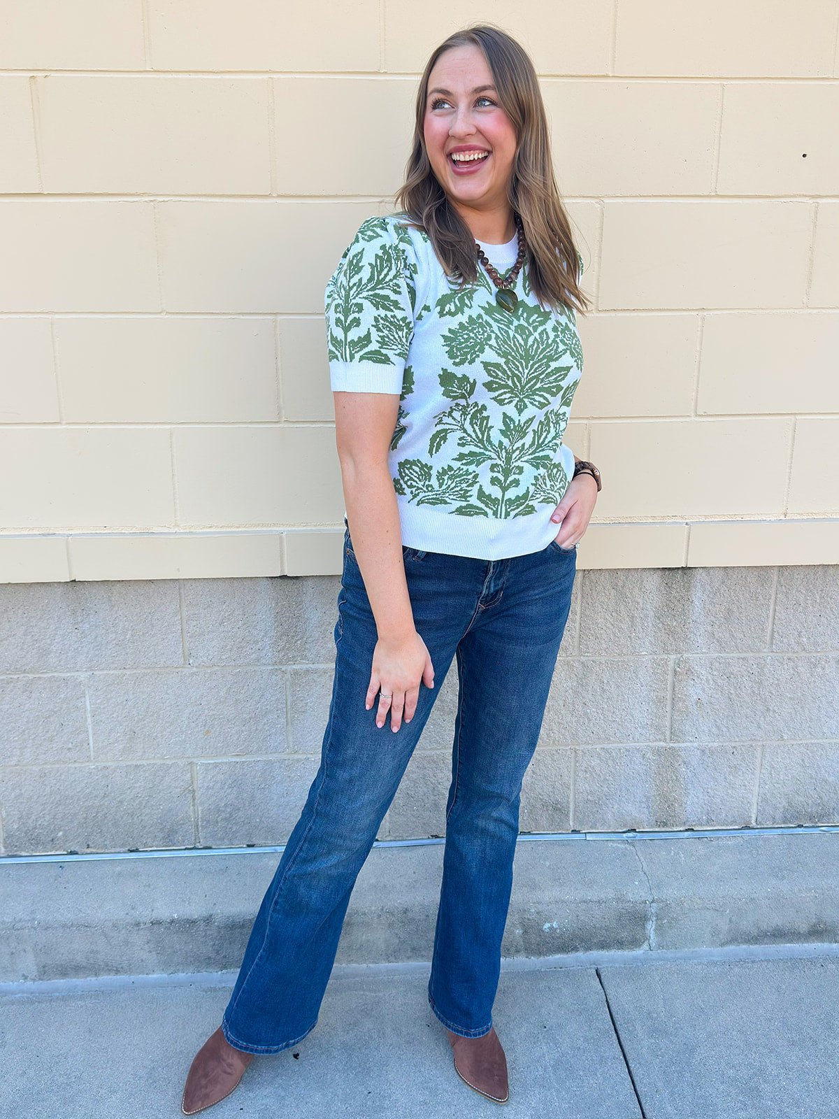 Botanical Bloom Sweater Top - The Pink Pineapple 850