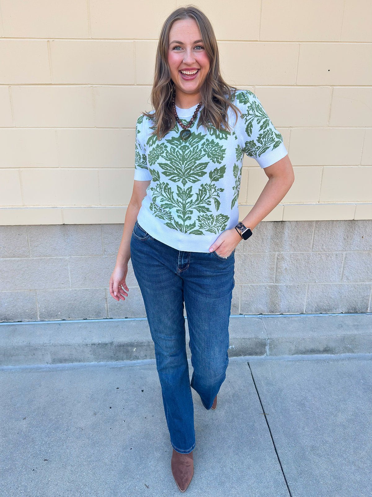 Botanical Bloom Sweater Top - The Pink Pineapple 850