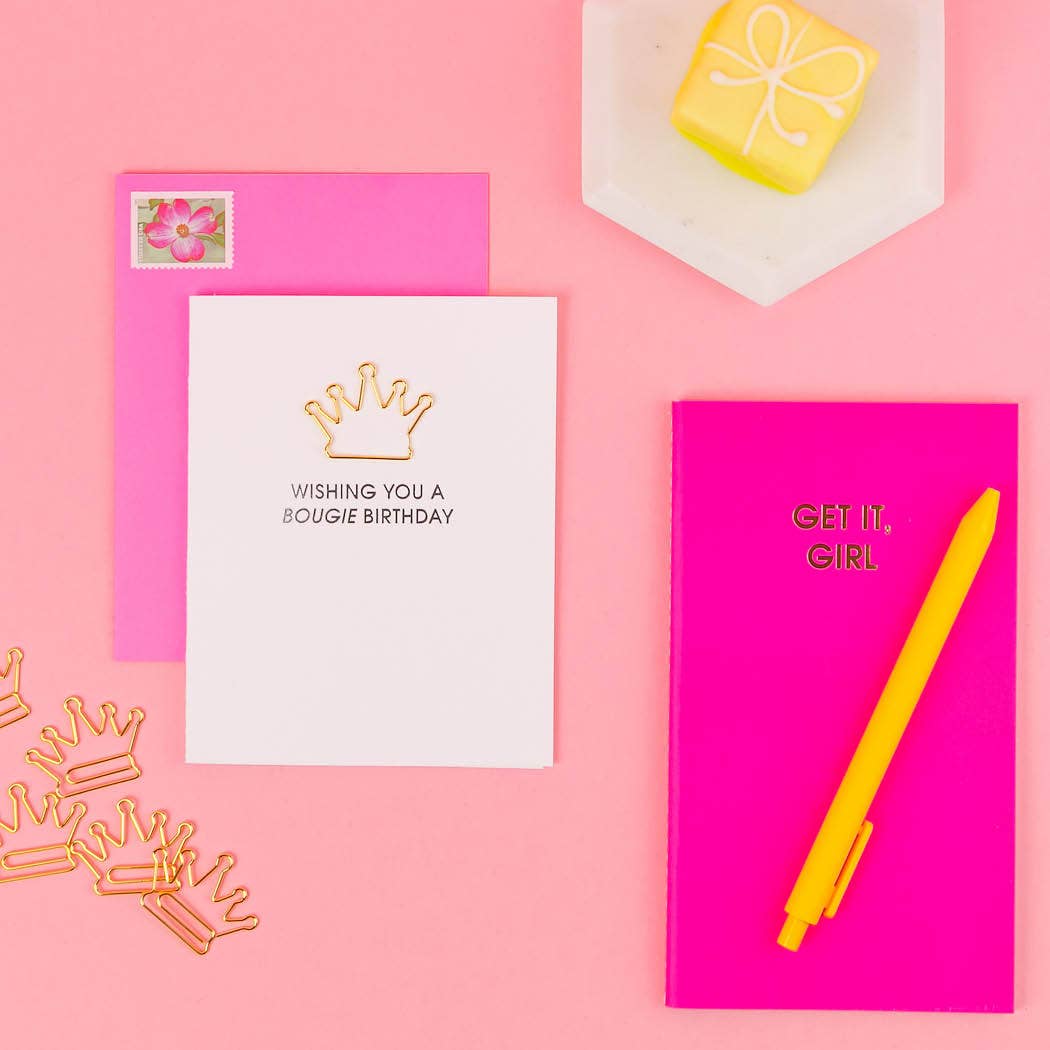 Bougie Birthday Paper Clip Letterpress Greeting Card - The Pink Pineapple 850