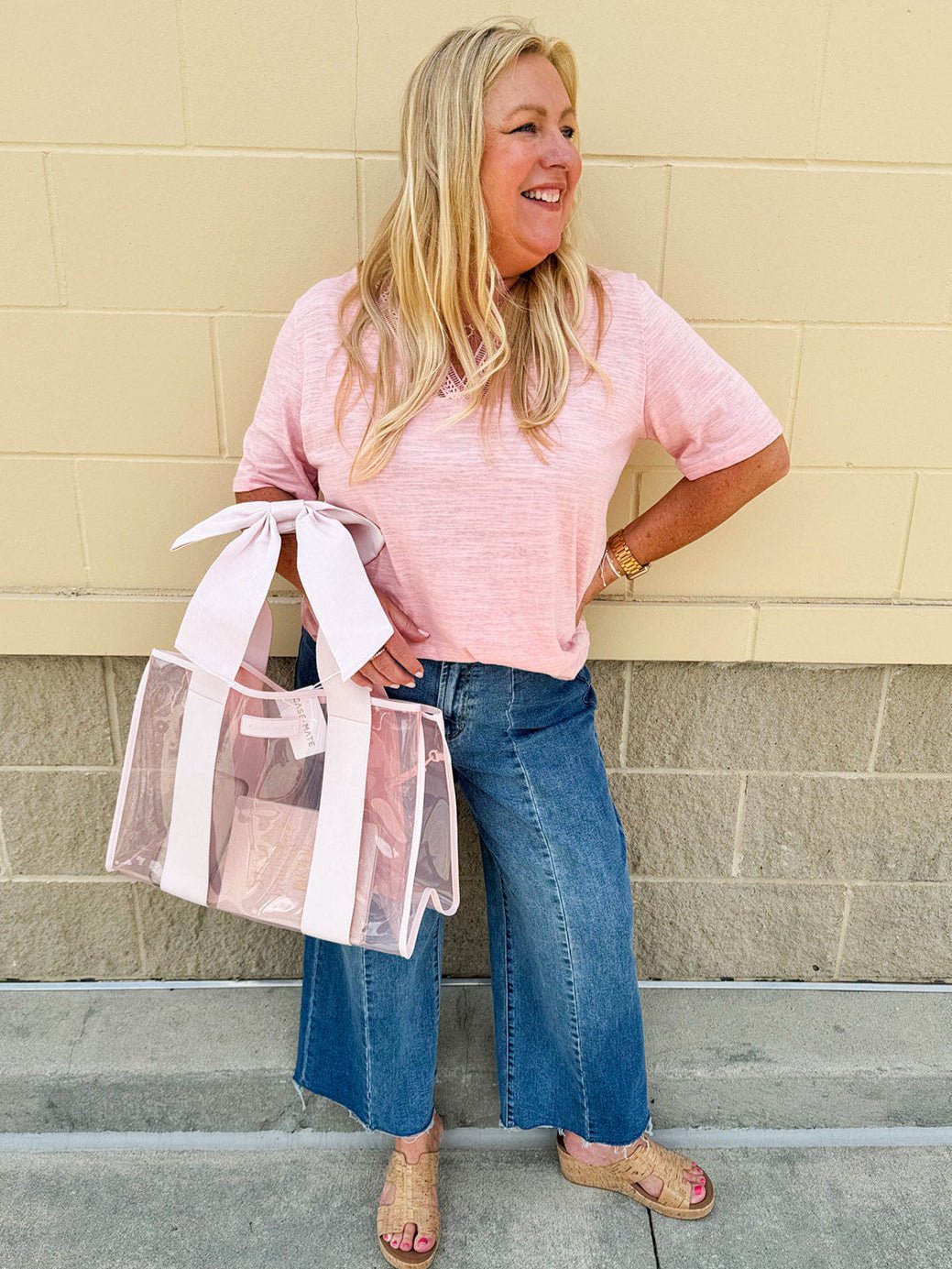 Bow Beach Tote With Phone Pouch - The Pink Pineapple 850