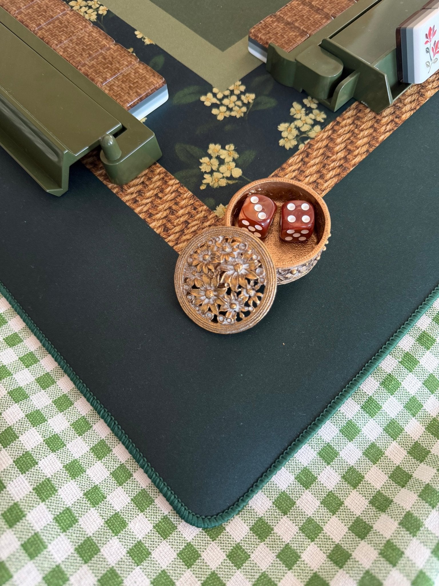 Brass Bloom Mahjong Dice Catchall - The Pink Pineapple 850