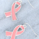 Breast Cancer Pink Ribbon Enamel Coated Earrings - The Pink Pineapple 850