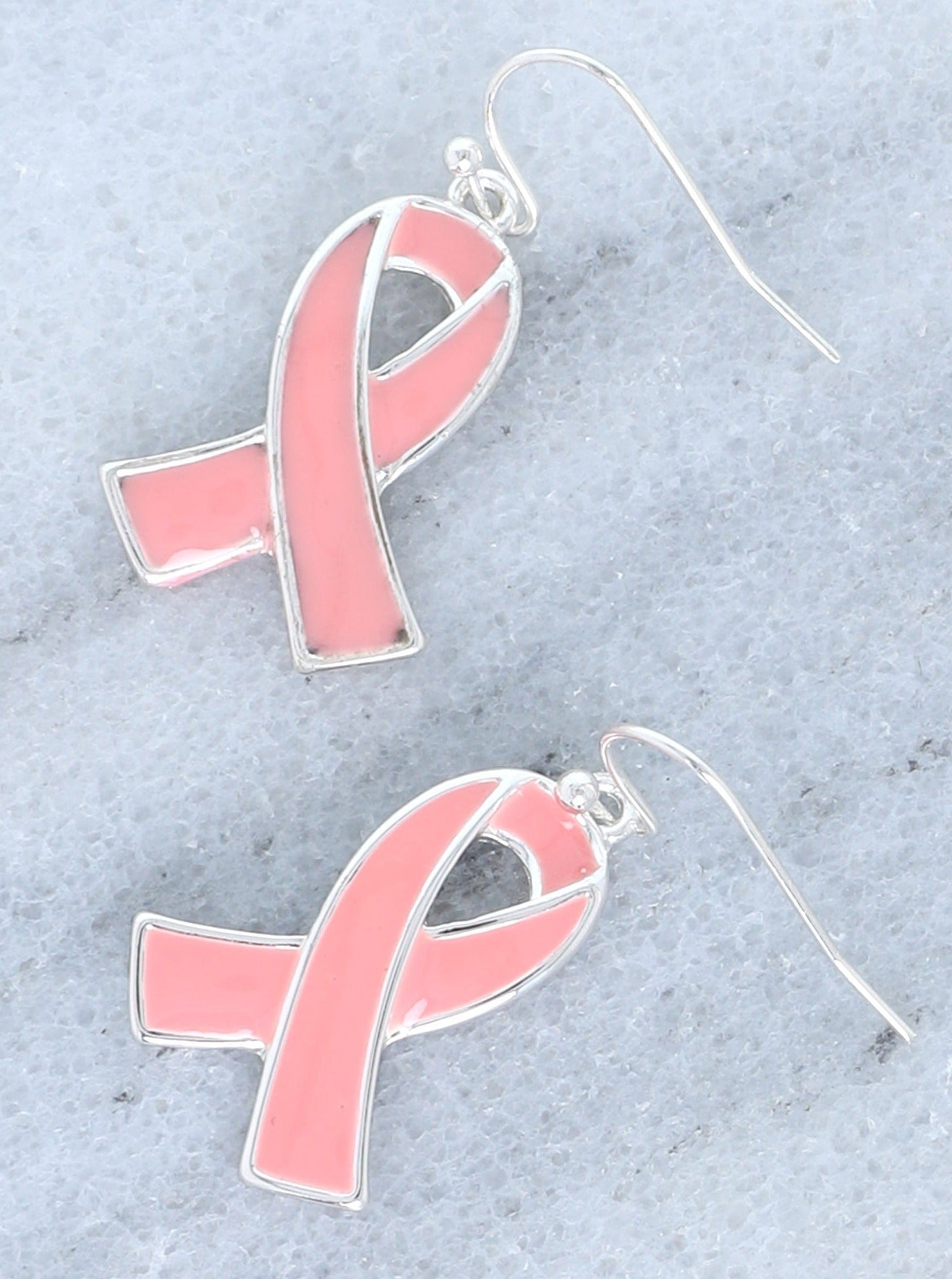 Breast Cancer Pink Ribbon Enamel Coated Earrings - The Pink Pineapple 850