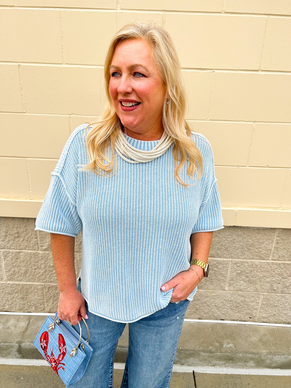 Breezy Edge Sweater Top - The Pink Pineapple 850