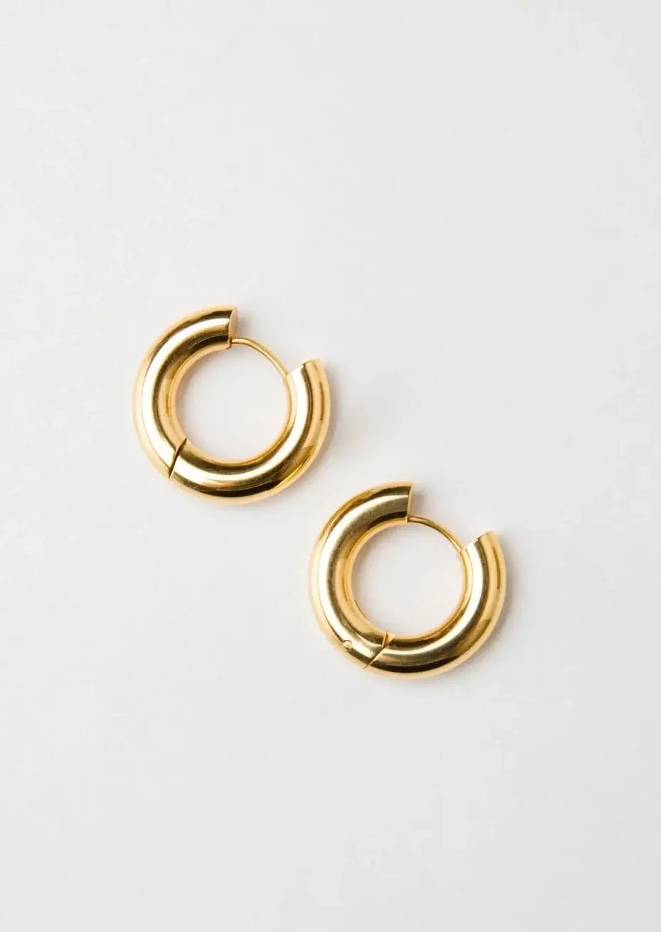 [Brenda Grands] 12mm Chunky Gold Hoops - The Pink Pineapple 850