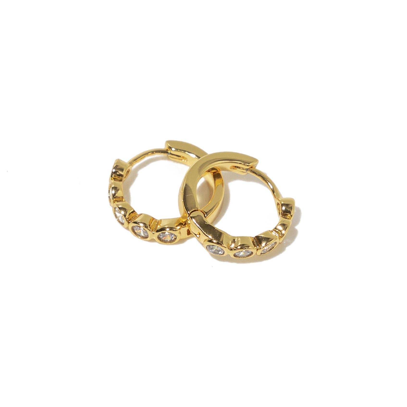 [Brenda Grands] 18K Gold Diamond Huggies - The Pink Pineapple 850